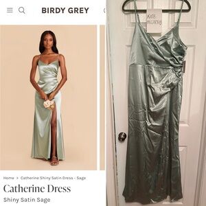 Birdy Grey Catherine Dress Sage Shiny Satin XL NWT